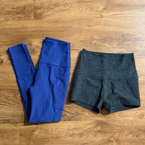 2 Beyond Yoga Women's Sz Small Blue High-Waisted Legging + Space Dye Black Short - Picture 3 of 14